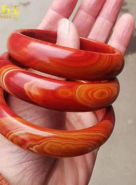 极速玛瑙手镯天然j红女战国玉镯款饰品时尚条镯玉髓缠丝子女玉石