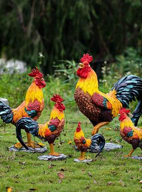 户外动物雕塑花园草坪大公鸡造景装饰仿真公鸡摆件生肖鸡模型母鸡