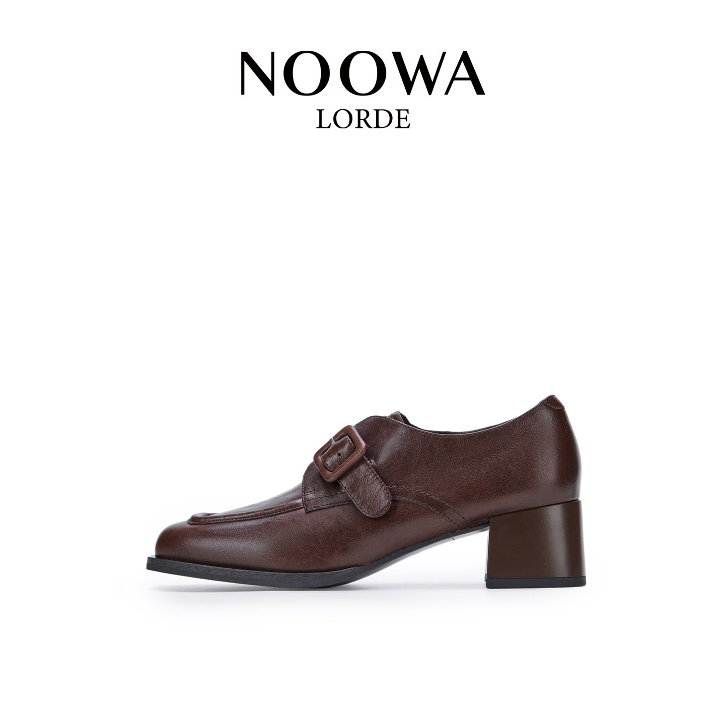 NOOWA复古粗跟小皮鞋女2025秋新款时尚真皮增高百搭轻便深口单鞋,淘宝优惠券,粉丝福利购,淘宝优惠卷