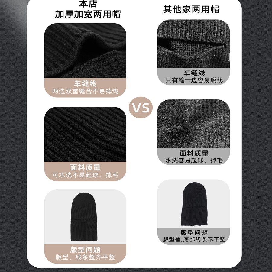 巴拉克拉法帽子男士头套秋冬复古黑色毛线针织冷帽防风护脸面罩女,淘宝优惠券,粉丝福利购,淘宝优惠卷