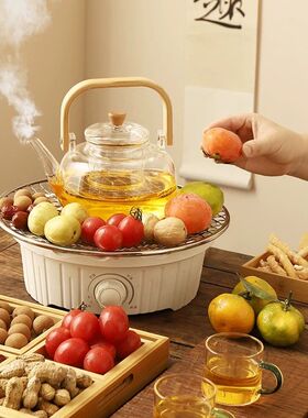 围炉煮茶烤火炉套装室内电陶炉煮茶器具2024新款家用全套玻璃茶壶