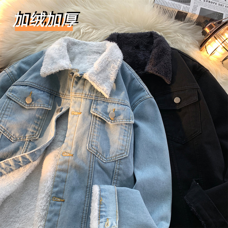 加绒牛仔外套男秋冬季2026新款潮流高级感大码棉服宽松情侣上衣服,淘宝优惠券,粉丝福利购,淘宝优惠卷