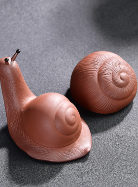 创意可爱蜗牛茶宠摆件紫砂茶漏过滤茶叶动物卡通茶桌茶玩桌面装饰