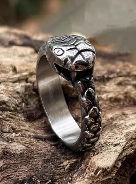 朋克灵蛇不掉色钛钢戒指