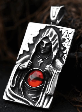 ROCK PUNK小众欧美死神恶魔之眼吊坠个性朋克做旧钛钢创意潮项链