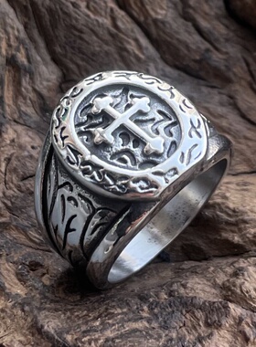 复古做旧嘻哈高级感钛钢戒指男士夸张不锈钢潮男不掉色骷髅食指环