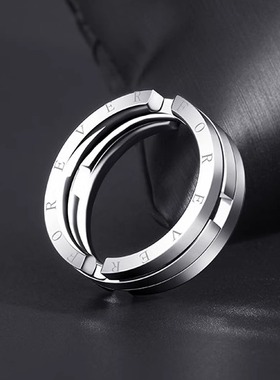 亲嘴鱼变形戒指钛钢男士项链