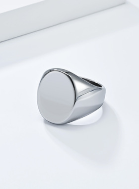 欧美椭圆印章钨钢戒指男士时尚简约冷淡风高级感钨金扳指环批发