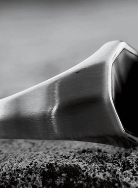 ROCK PUNK多边形滴胶黑色磨砂戒指男士简约百搭手工高级感手饰品