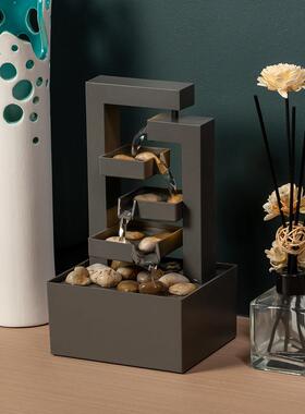 办公桌加湿解压摆件 玄关现代简约流水招财 开业乔迁创意生日礼物