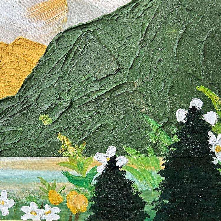 大芬村纯手绘油画抽象日照金山厚肌理组合装饰画客厅挂画 - 图2