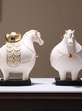 中式马上有钱招财摆件老板办公室书房酒柜装饰品乔迁新居开业礼物