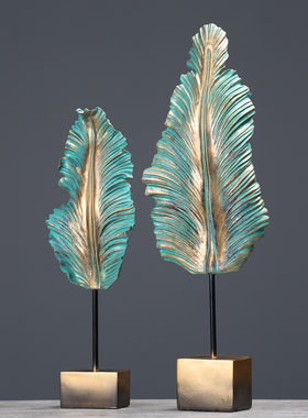 美式电视柜招财树叶摆件创意玄关客厅橱柜家居装饰品摆设工艺术品