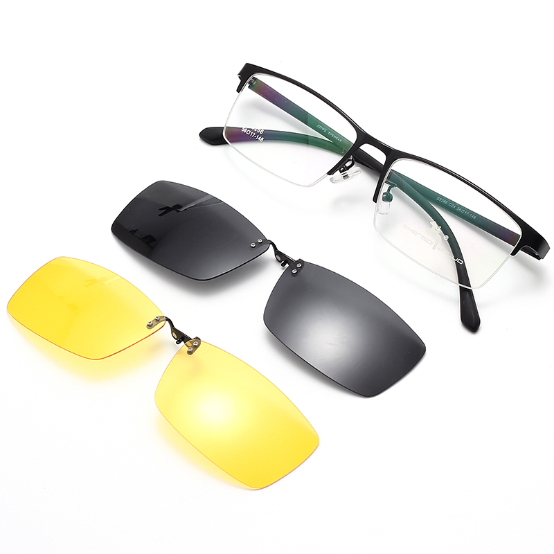 近视眼镜男三合一半框磁吸眼镜可配近视眼镜架框太阳眼镜夜视开车