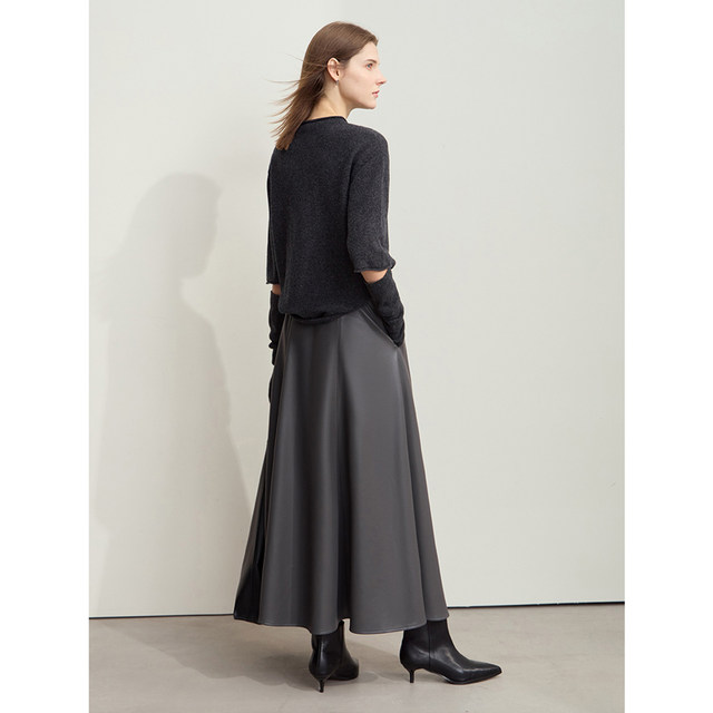 Versatile eco-friendly PU elastic waistband skirt for commuting