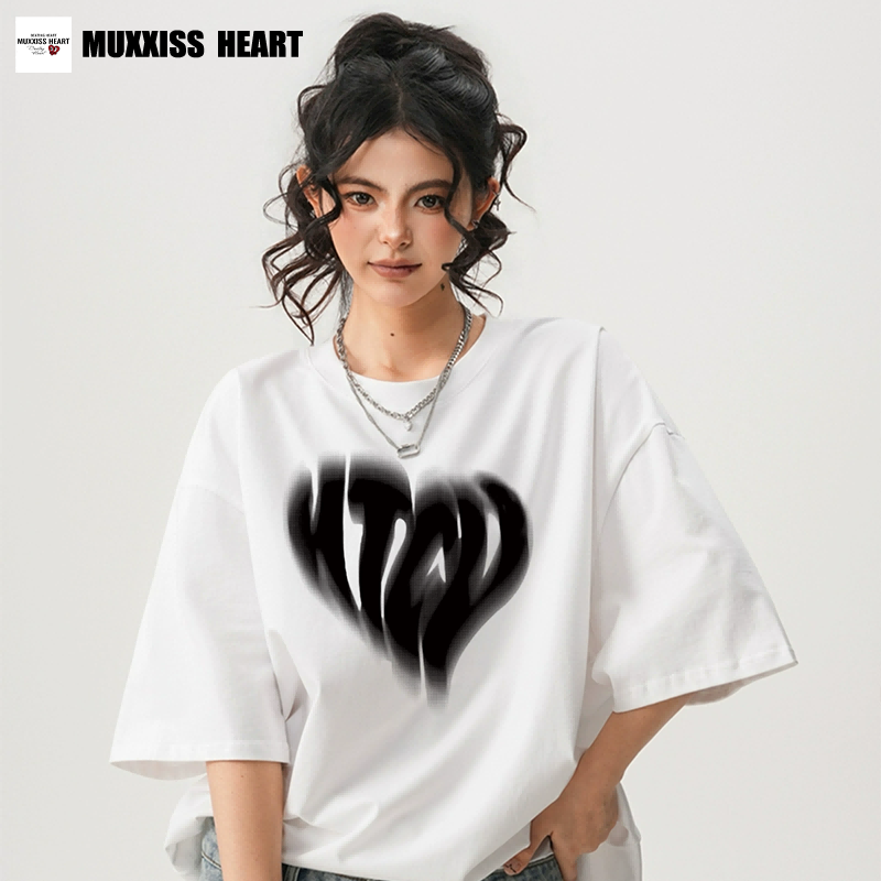 MUXXISS HEART/麦克斯桃心官网联名短袖t恤情侣夏季潮流半袖上衣