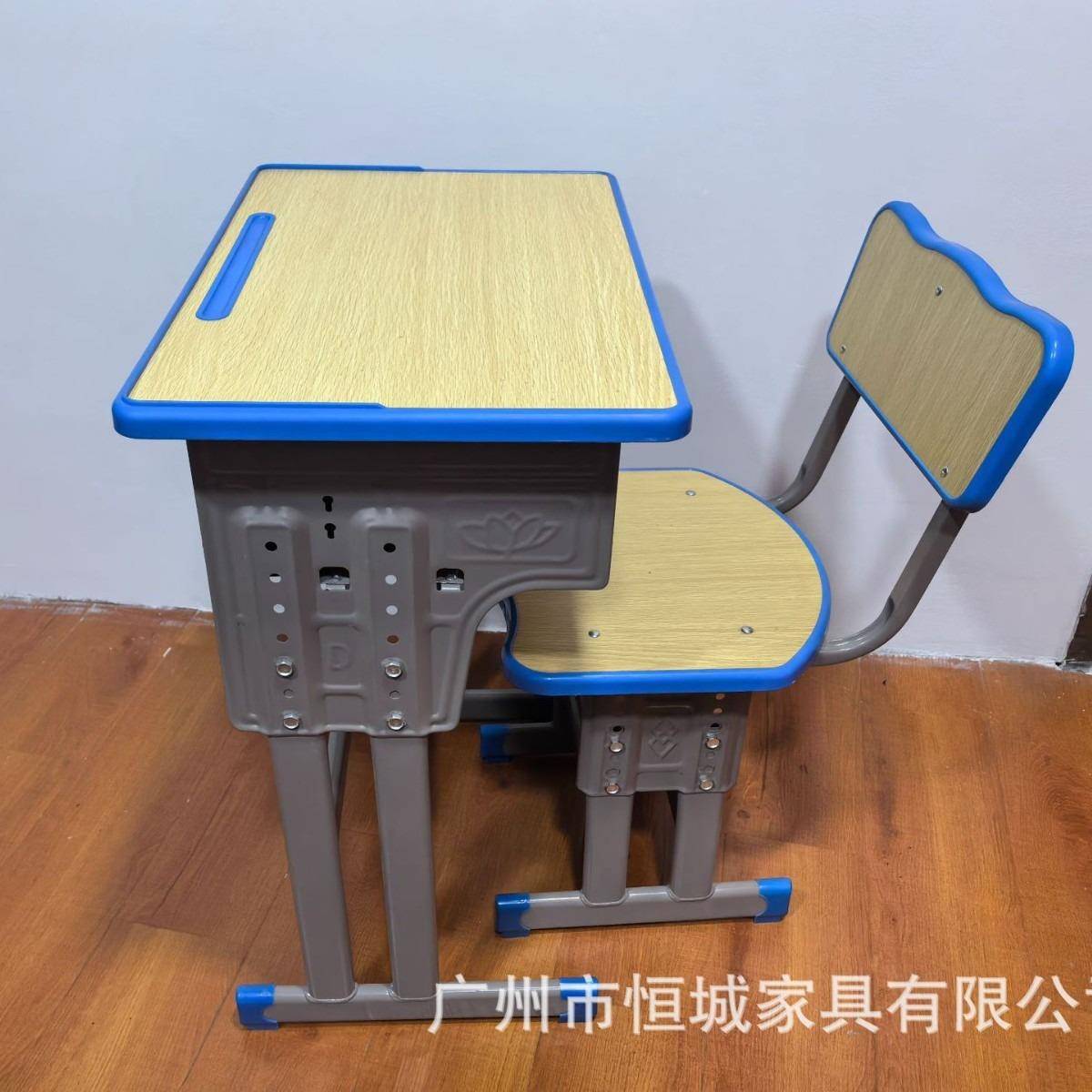 Single-person single-column double-layer plastic tutoring class children's desks and chairs can be lifted and lowered for learning home writing desks for primary and secondary school students