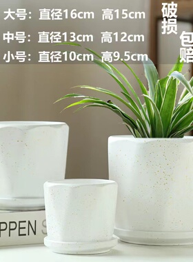 陶瓷花盆简约ins风大中小套装带托盘创意个性家用透气蝴蝶兰绿植