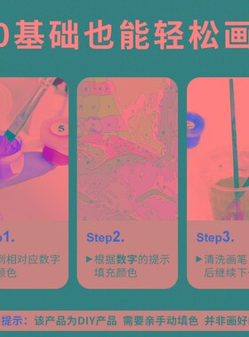 新品diy数e字油彩画水彩油画填色治愈手工丙烯画卡通水果系填充装