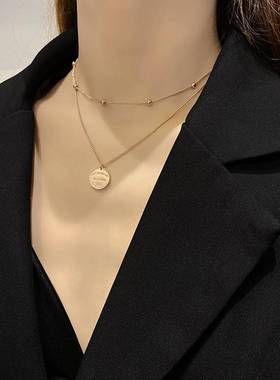 极速Personality fashion double-layer Htitanium steel necklac