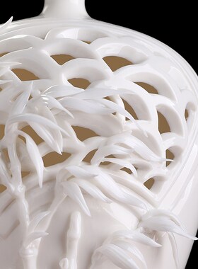 极速虚怀箬竹陶瓷竹子花瓶手工花大师查彩端客厅办V公室博古架装