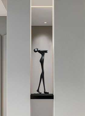 极速创意人物雕塑落地摆件售楼部样板房大堂玻P璃钢装饰玄关艺术