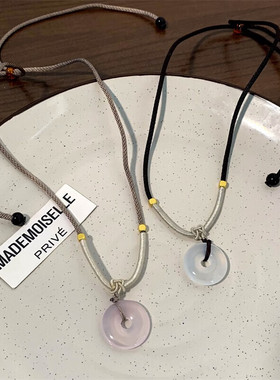 极速新品平安扣项链男生锁骨链202D3新款国潮轻奢小众情侣款吊坠