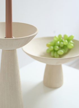 极速北欧简约法式现代割纹肌理陶瓷烛台果盘摆P件浪漫餐桌装饰酒