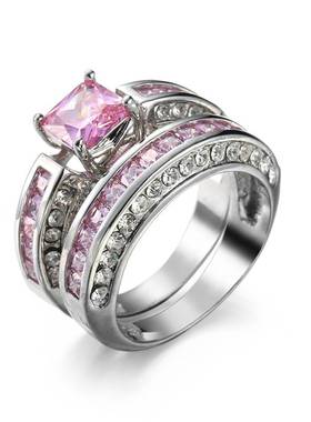 极速Pinke Zircon Set Ring  Diamond Ring