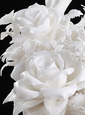 极速中式陶瓷f高端花篮摆件纯手工花瓷雕工艺品办公室客厅乔迁开