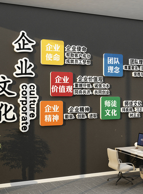 新品企业文化激励志标语办公x室墙面装饰公司会议背景布置形象创