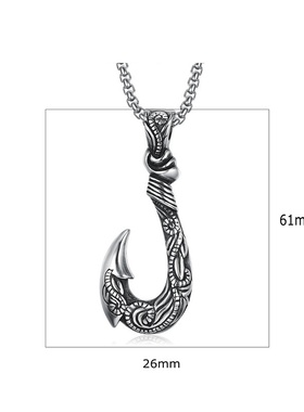 极速2023New Retro Fishhoouk Shape Pendant Necklace Mens Nec