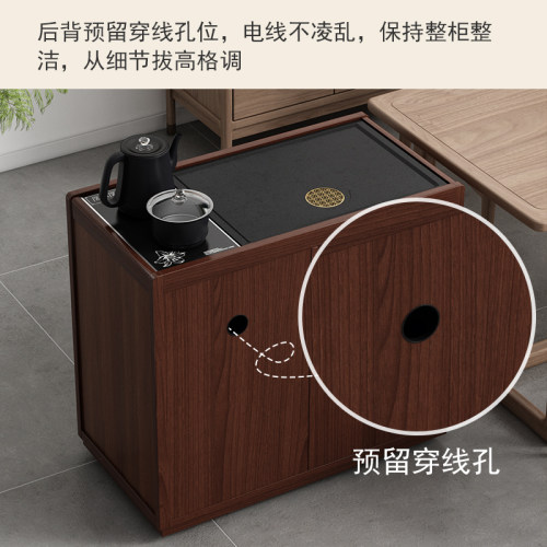 实木中式移动茶桌家用小茶台客厅茶车阳台茶几柜烧水壶一体茶水柜 - 图3
