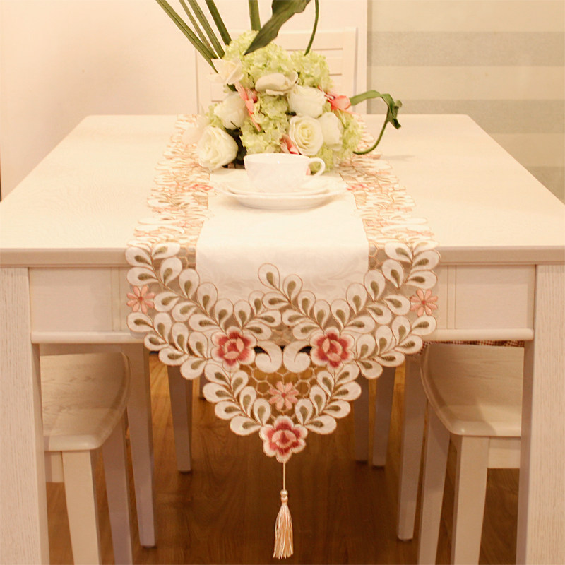 花木 绣花桌旗桌布茶几布 美式床旗柜旗桌垫长餐桌布欧式布艺田园,淘宝优惠券,粉丝福利购,淘宝优惠卷