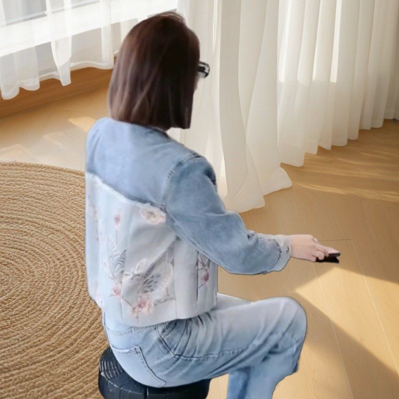 高级感新中式国风复古牛仔衬衫女长袖春装新款设计感上衣短款外套,淘宝优惠券,粉丝福利购,淘宝优惠卷