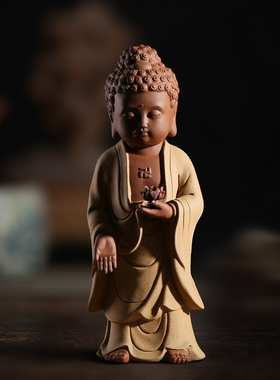 炼器中式文殊普贤佛像摆件客厅玄关博古架居家供奉陶瓷禅意装饰品