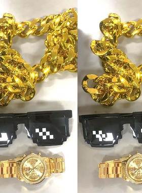 3.5宽项链越南链子夸张社会塑料男士道具霸气土豪大链演出迪拜链