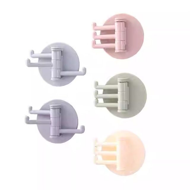 No hole-free 3-branch markless hook glue multi-function rotary hook kitchen bathroom wall three-fork hook