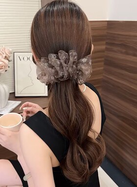 韩系碎花网纱香蕉夹气质竖夹