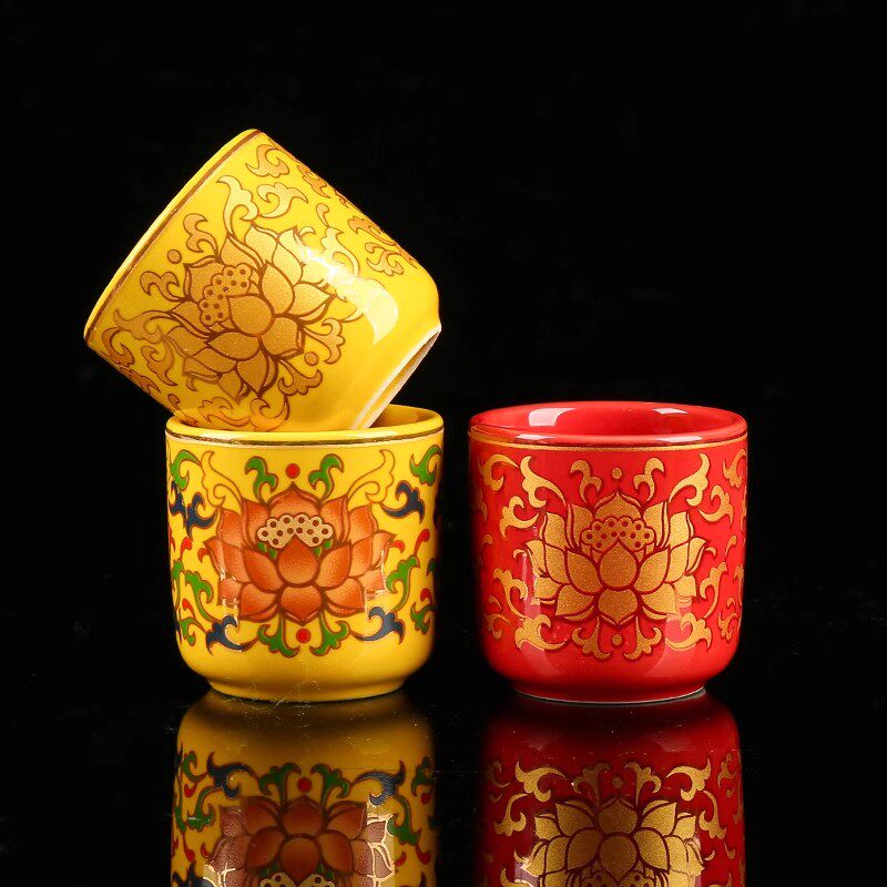 供水杯供佛前杯家用室内陶瓷观音圣水杯莲花净水直口杯财神供酒杯,淘宝优惠券,粉丝福利购,淘宝优惠卷