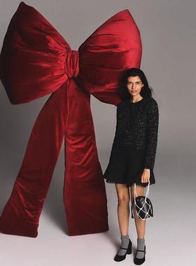 超大节日蝴蝶结网红打卡布景新年商场冬天摆件橱窗装饰拍照道具红