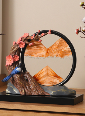 喜上梅梢流沙画摆件家居乔迁礼物