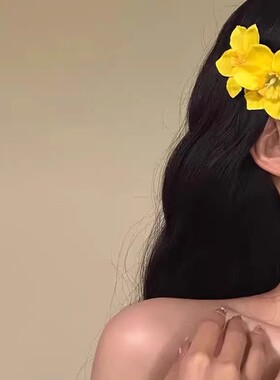 明媚黄色双生花朵发夹女甜美可爱侧边夹发卡刘海夹拍照氛围感发卡