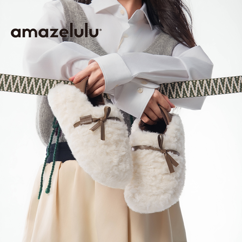 amazelulu毛毛拖鞋女包跟外穿2025新款厚底防滑时尚可爱毛绒保暖,淘宝优惠券,粉丝福利购,淘宝优惠卷
