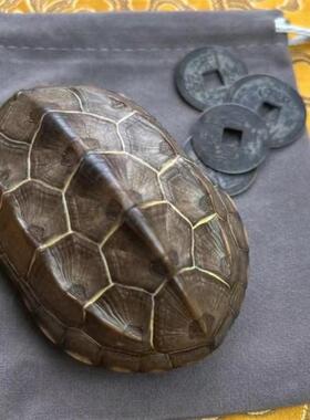 铜乌龟壳六爻起卦用具铜钱工具爻卦金钱龟甲龟壳周易八卦家居摆件
