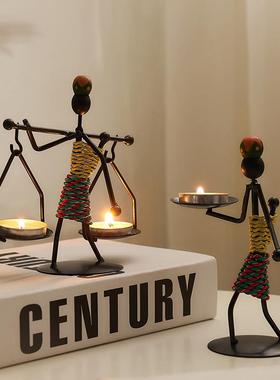 复古美式个性铁人烛台摆件创意休闲餐厅酒吧桌面氛围装饰布置道具