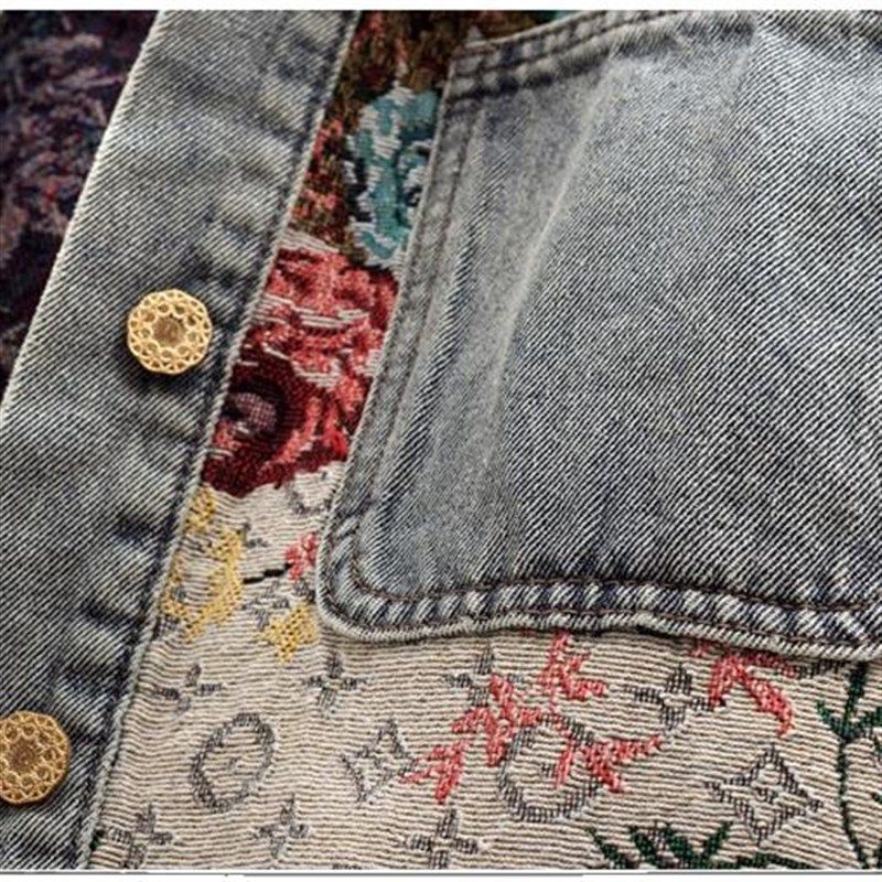 2024春季新款复古提花牛仔外套女短款百搭宽松夹克显瘦长袖上衣潮,淘宝优惠券,粉丝福利购,淘宝优惠卷