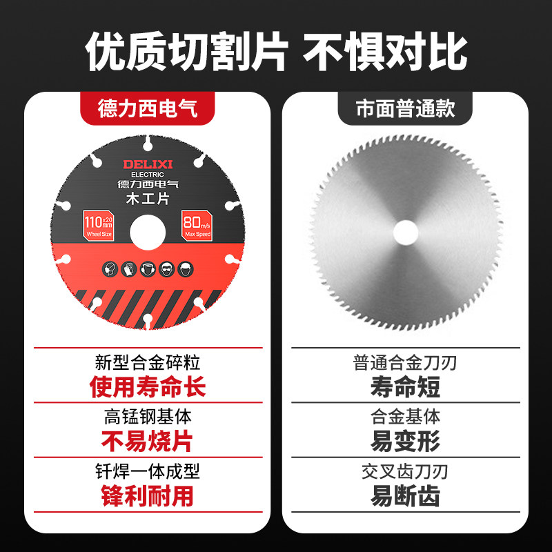 Delixi Electric Woodworking Saw Blade Solid Wood Aluminum PVC Plastic Professional Angle Grinder Cutting Machine Alloy Cutting Blade