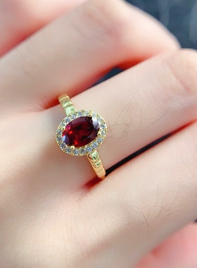 琼瑞阁石榴石戒指925银