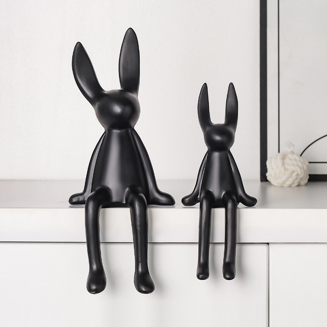 Nordic style matte ceramic long-eared rabbit ornament